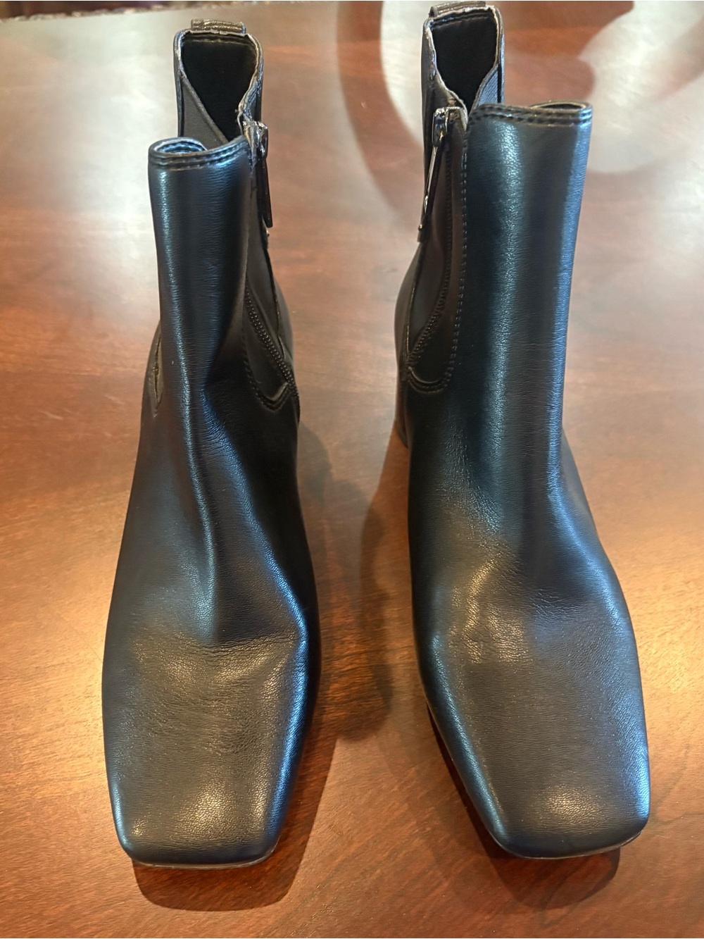 Franco Sarto Black Square-Toe Ankle Boots
